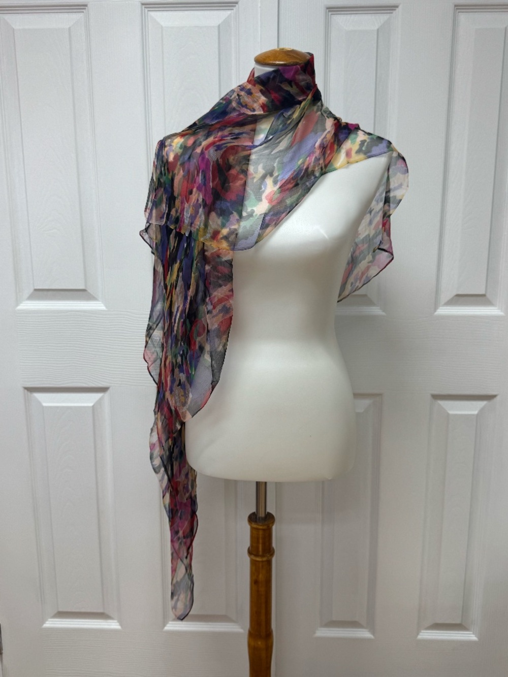 Echo New York Hazy Floral Colorful Silk-Blend Oversized Wrap Shawl - 64" x 40".